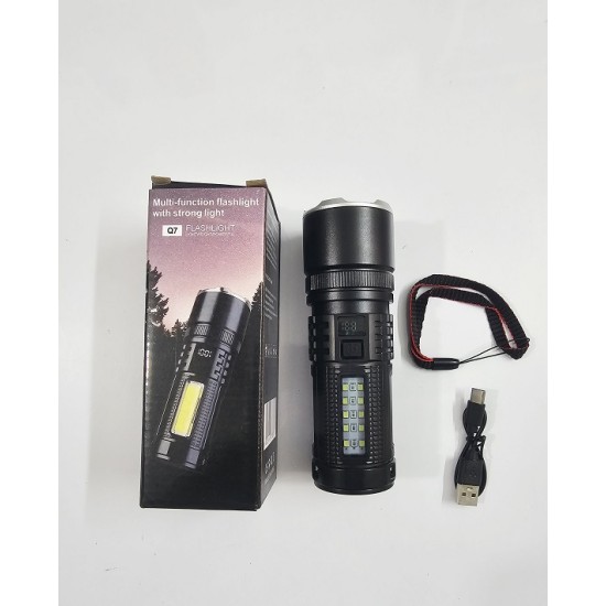 Q7 Multi-function Flashlight Metal Body LED Display COB Light