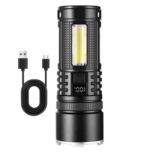 Q7 Multi-function Flashlight Metal Body LED Display COB Light