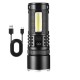 Q7 Multi-function Flashlight Metal Body LED Display COB Light