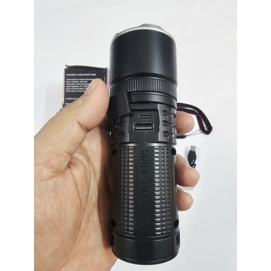 Q7 Multi-function Flashlight Metal Body LED Display COB Light
