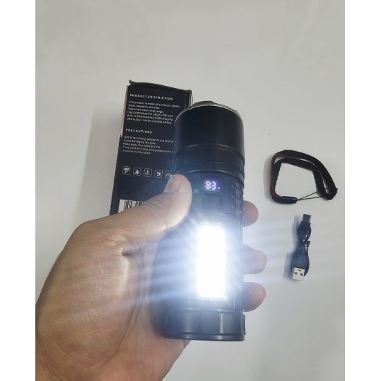 Q7 Multi-function Flashlight Metal Body LED Display COB Light