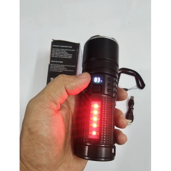 Q7 Multi-function Flashlight Metal Body LED Display COB Light