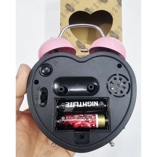 AR2838 Love Shape Twin Bell Alarm Clock Pink