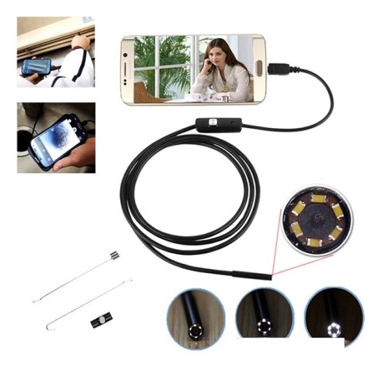2 in 1 Endoscope Camera Waterproof Inspection Camera 2 Meter