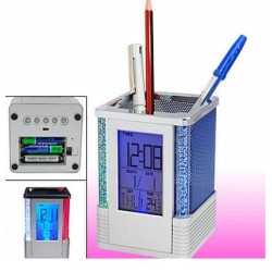 Digital Pen Holder Alarm Clock & Calendar Tempareture LED Light