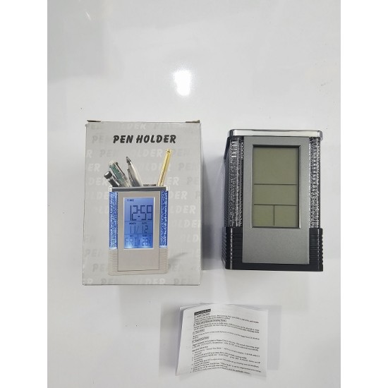Digital Pen Holder Alarm Clock & Calendar Tempareture LED Light