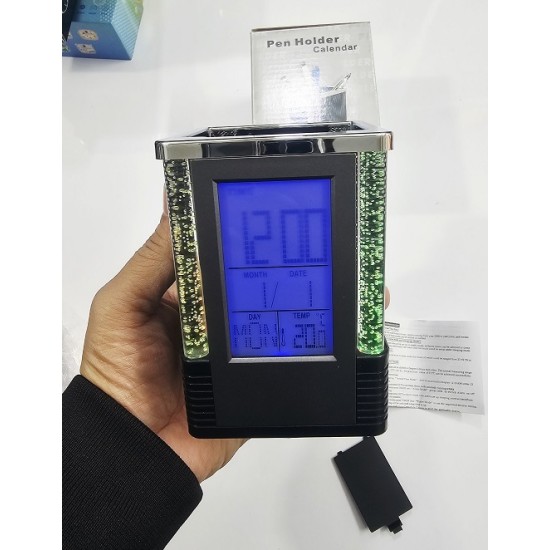 Digital Pen Holder Alarm Clock & Calendar Tempareture LED Light
