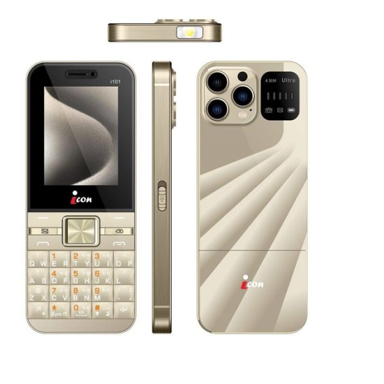 icon i101 Mica Four Sim Feature Phone Gold
