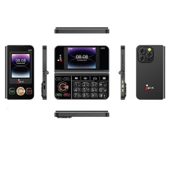 icon i909 Dual Display Fold Phone Black