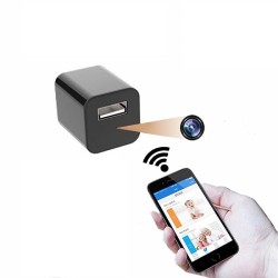 USB Wifi Charger Adapter 1080p Video Camera - Black