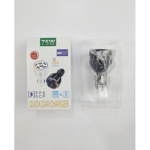 75W Quick Car Charger 2 USB 4 Port Type-C