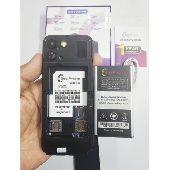 Geo T30 Android 4G Button Phone Dual Sim Touch Dispaly