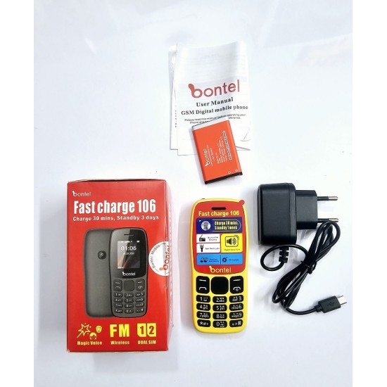 Bontel 106 Button Phone Magic Voice Auto Call Record Yellow