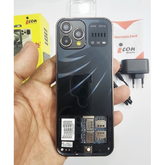 icon i101 Mica Button Phone Four Sim Black