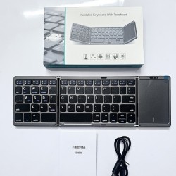 Triple Folding Portable Bluetooth Keyboard Touchpad Magnetic 