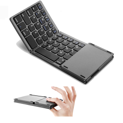 Triple Folding Portable Bluetooth Keyboard Touchpad Magnetic 