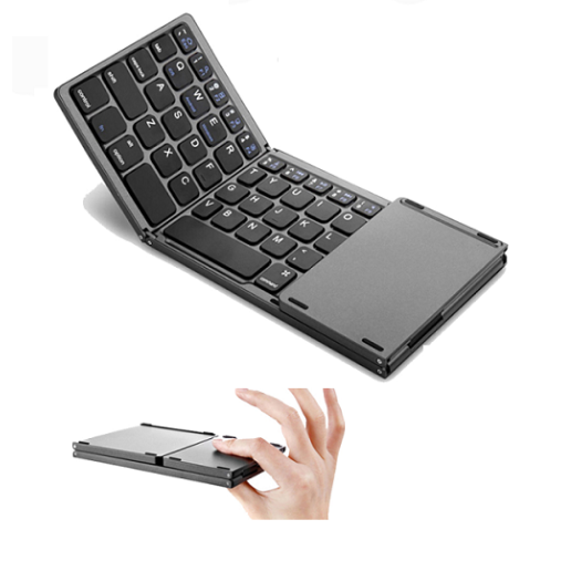 Triple Folding Portable Bluetooth Keyboard Touchpad Magnetic