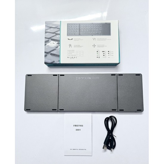 Triple Folding Portable Bluetooth Keyboard Touchpad Magnetic 
