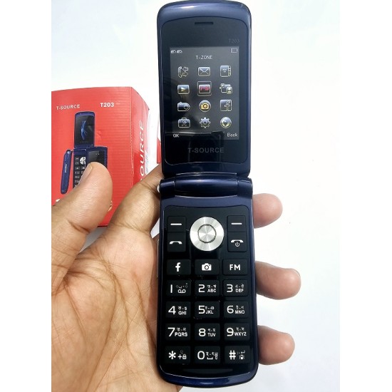 Tsource T203 Folding Phone Dual Display Auto Call Record Black