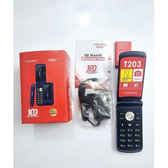 Tsource T203 Folding Phone Dual Display Auto Call Record Black