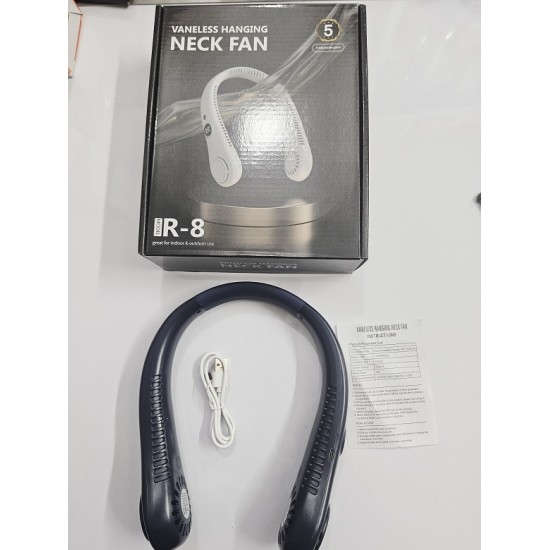 R8 Vaneless Hanging Neck Fan LED Display Blue