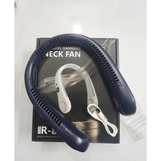 R8 Vaneless Hanging Neck Fan LED Display Blue