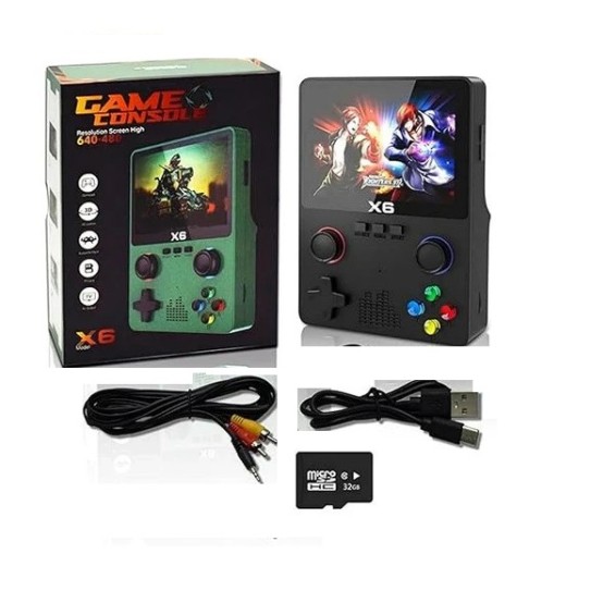 X6 Retro Handheld Game Console 32GB Kids Game Player Black