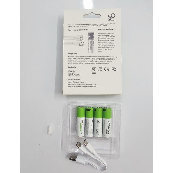 Lithium AA Batteries Rechargeable 2600mAh Battery 4Pcs