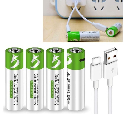 Lithium AA Batteries Rechargeable 2600mAh Battery 4Pcs
