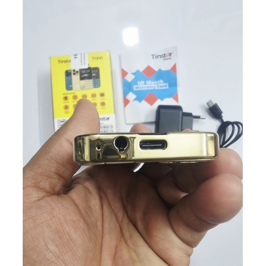 Tinstar T666 Mini Button Card Phone Gold