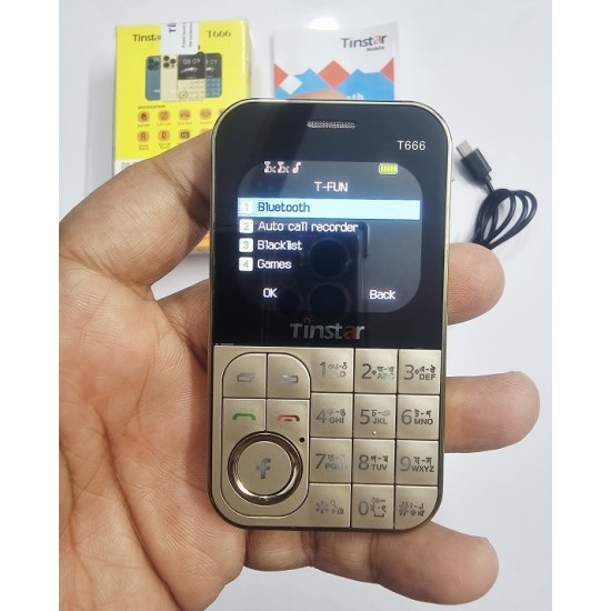 Tinstar T666 Mini Button Card Phone Gold
