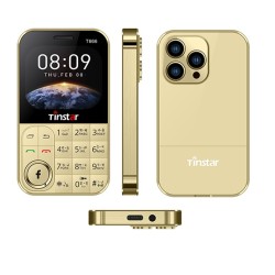 Tinstar T666 Mini Button Card Phone Gold