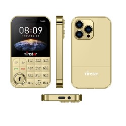 Tinstar T666 Mini Button Card Phone Gold