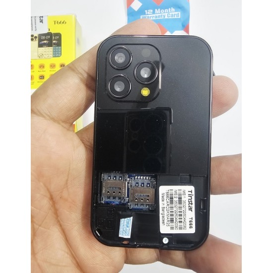 Tinstar T666 Mini Feature Card Phone Black