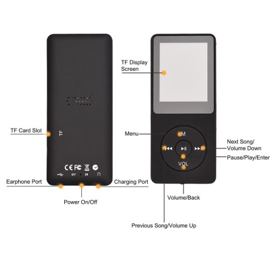 D9 MP4 Player 1.8 inch Color Screen 8GB Music Player FM Radio