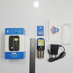 Jio J12 Mini Phone With Cover Gold