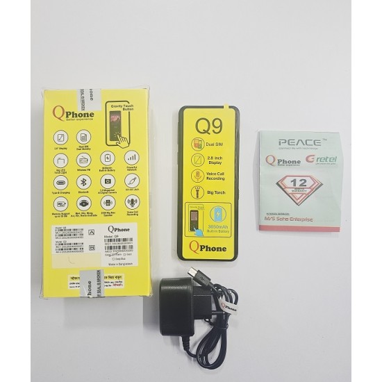 Qphone Q9 Touch Button Phone Curve Display Black