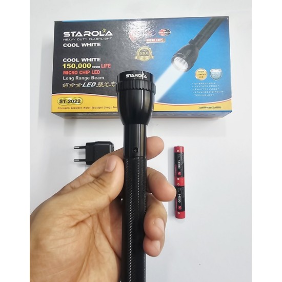 Starola ST-2022 LED Rechargable Flashlight 2 Battery