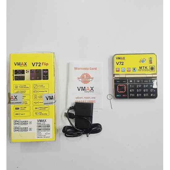 Vmax i72 flip Folding Phone Two Display Gold