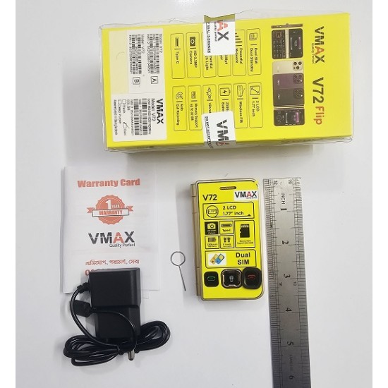 Vmax i72 flip Folding Phone Two Display Gold