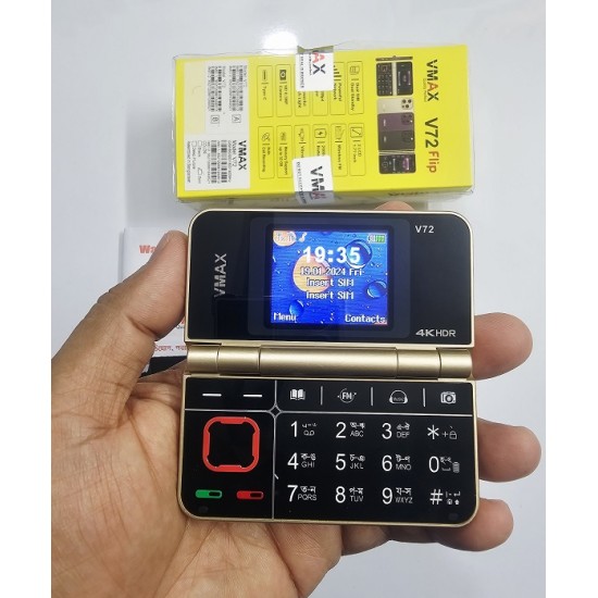 Vmax i72 flip Folding Phone Two Display Gold