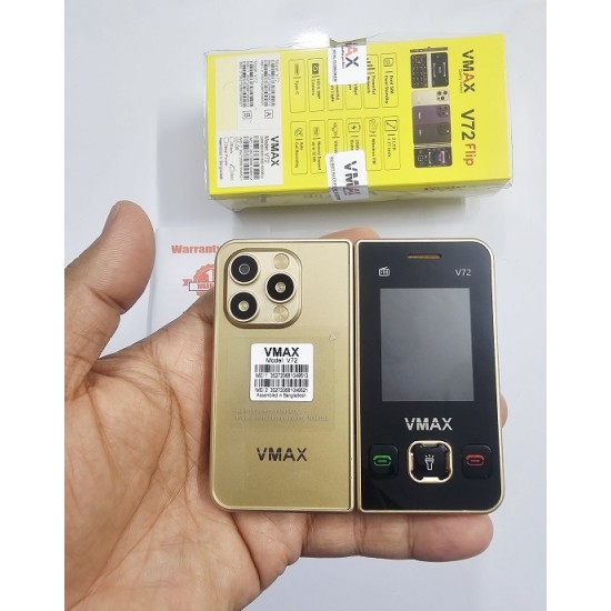 Vmax i72 flip Folding Phone Two Display Gold