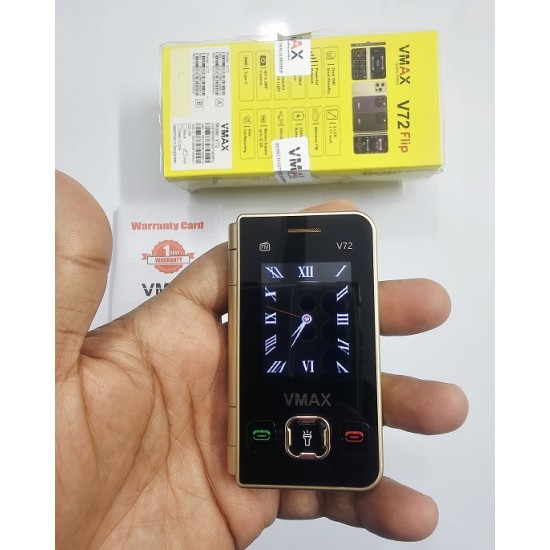Vmax i72 flip Folding Phone Two Display Gold
