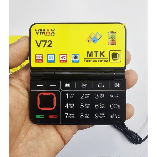 Vmax i72 flip Mini Folding Phone Dual Display Dual Sim Black