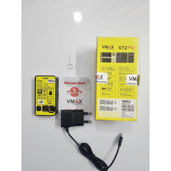 Vmax i72 flip Mini Folding Phone Dual Display Dual Sim Black
