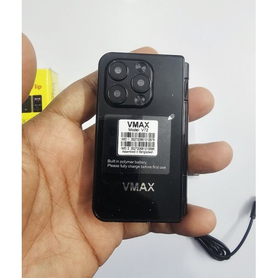 Vmax i72 flip Mini Folding Phone Dual Display Dual Sim Black