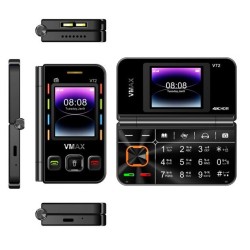 Vmax i72 flip Mini Folding Phone Dual Display Dual Sim Black