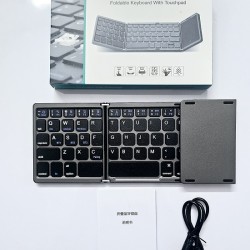 Portable Bluetooth Triple Folding Keyboard Touchpad Magnetic  