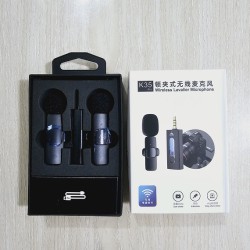 K35 Pro Dual Mic Wireless Microphone 3.5mm Jack