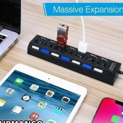 7 Port USB Hub Multiple Expander Hub with Switch 30CM Cable